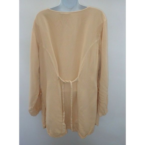 Original Anthony Peasant Top Women 1X Boho Fringe Embroidered Gold Tunic b30 - Picture 6 of 8